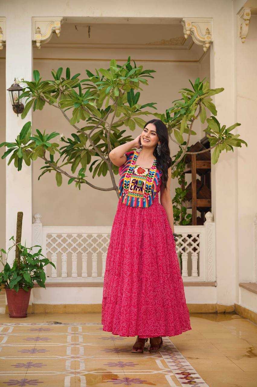 Ynf Georgette KESH498 114 Gowns Wholesale Embroidery Gowns Long Gowns Georgette Gown Manufacturer