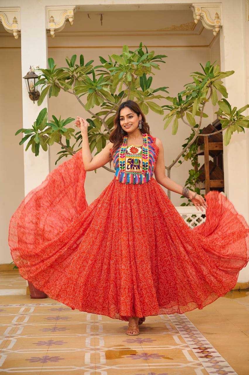 Ynf Georgette KESH498 114 Gowns Wholesale Embroidery Gowns Long Gowns Georgette Gown Manufacturer