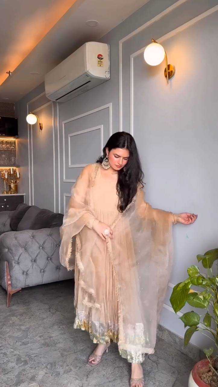 Ynf Georgette KESH499 3129 Gowns Wedding Collections Festive Collections Wholesale Georgette Gown Gown With Dupatta Full Sleeve Gowns Manufacturer