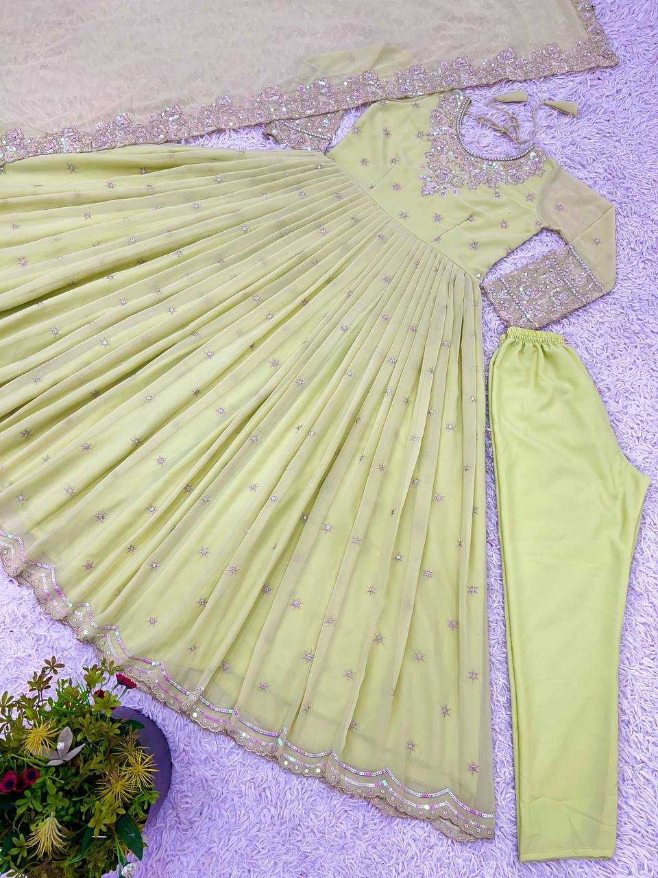 Ynf Georgette KESH499 419 Gowns Wholesale Embroidery Gowns Party Gowns Georgette Gown Manufacturer