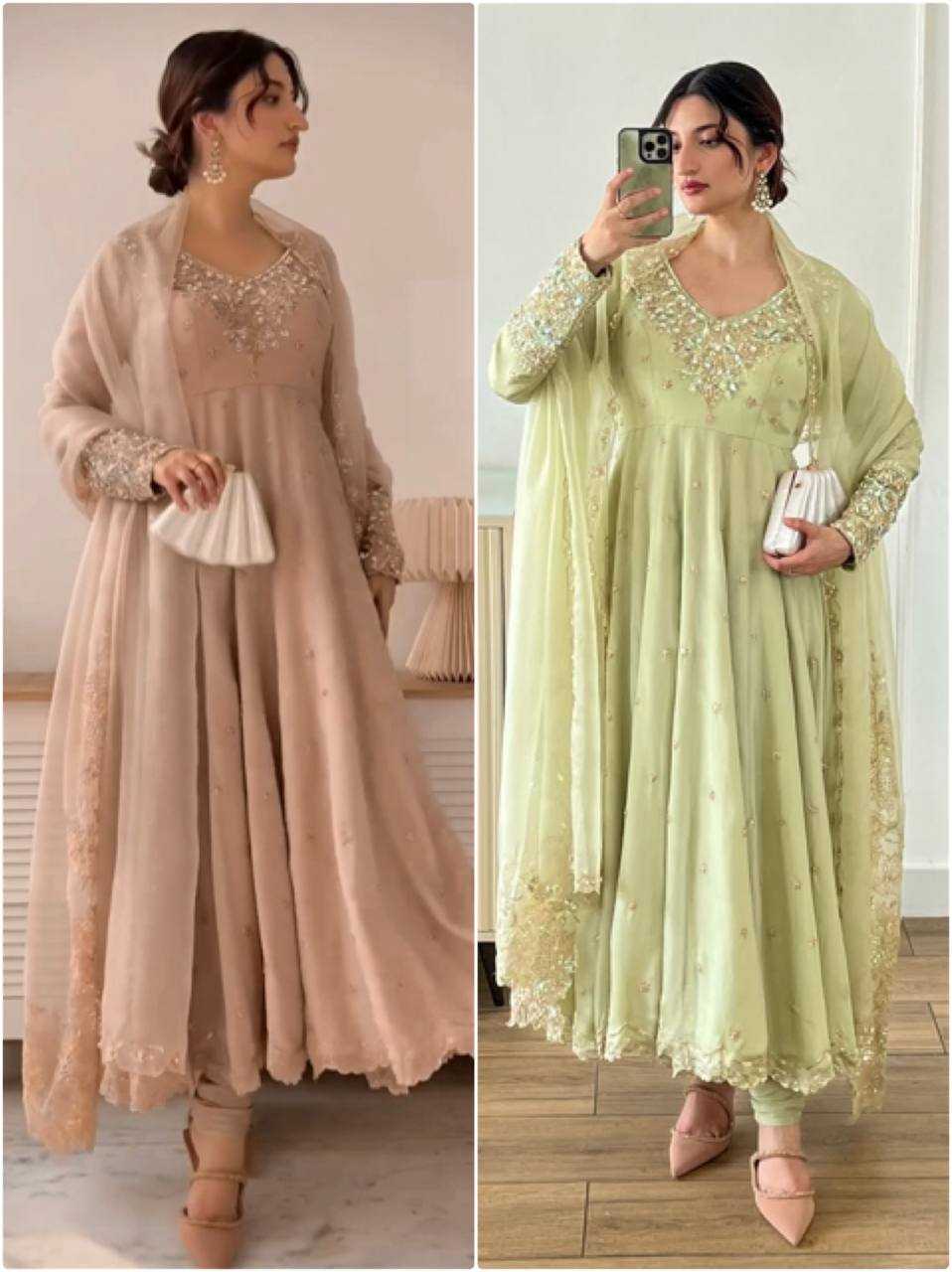 Ynf Georgette KESH499 419 Gowns Wholesale Embroidery Gowns Party Gowns Georgette Gown Manufacturer