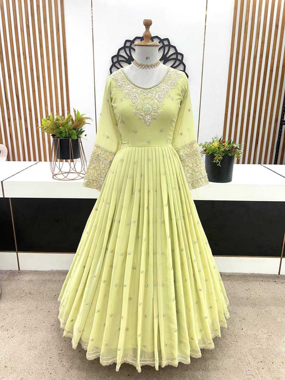 Ynf Georgette KESH499 419 Gowns Wholesale Embroidery Gowns Party Gowns Georgette Gown Manufacturer