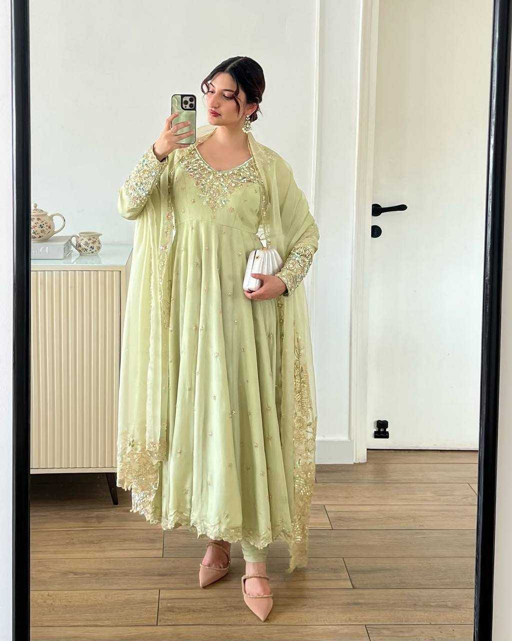 Ynf Georgette KESH499 419 Gowns Wholesale Embroidery Gowns Party Gowns Georgette Gown Manufacturer