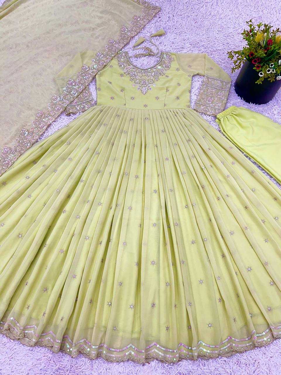 Ynf Georgette KESH499 419 Gowns Wholesale Embroidery Gowns Party Gowns Georgette Gown Manufacturer
