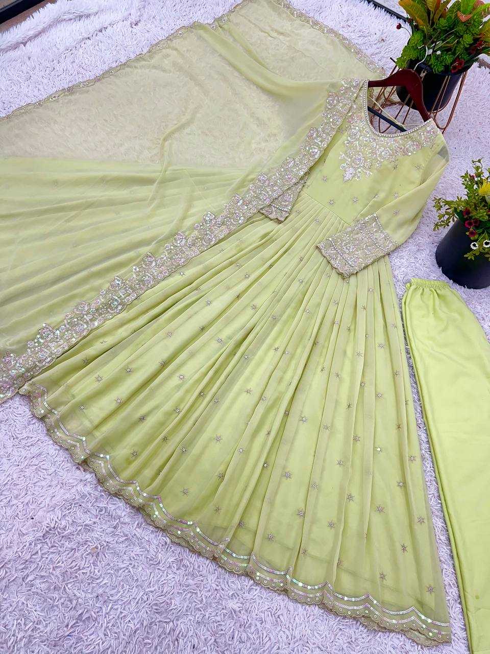 Ynf Georgette KESH499 419 Gowns Wholesale Embroidery Gowns Party Gowns Georgette Gown Manufacturer