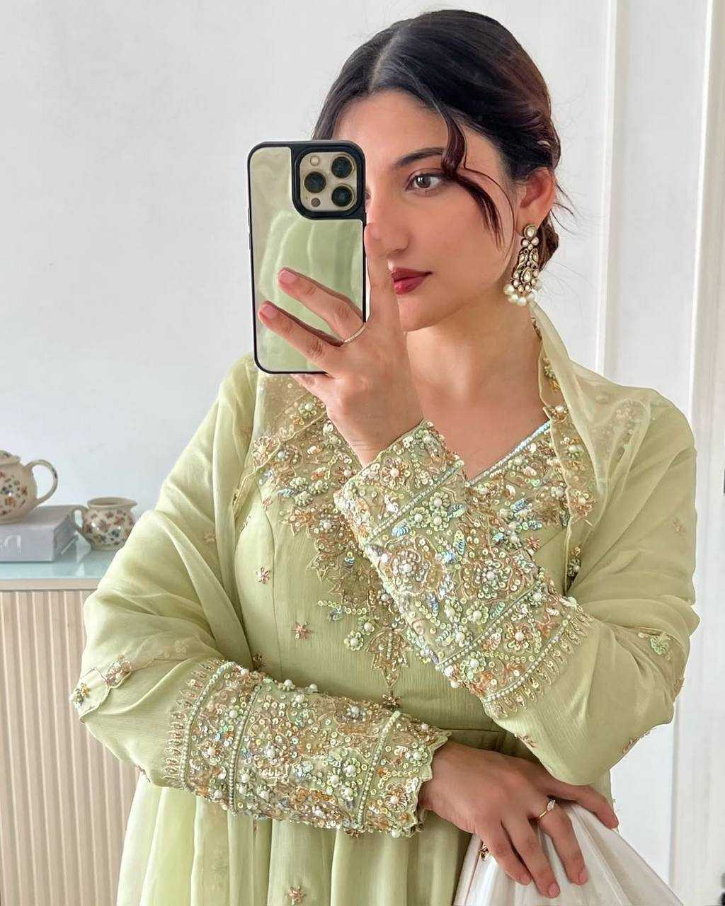Ynf Georgette KESH499 419 Gowns Wholesale Embroidery Gowns Party Gowns Georgette Gown Manufacturer