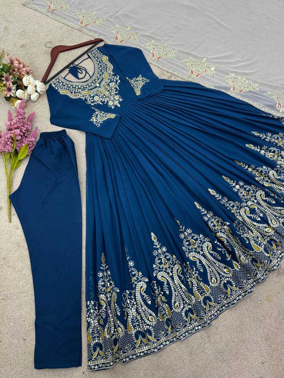 Ynf Georgette KESH499 5008 Gowns Wholesale Embroidery Gowns Party Gowns Georgette Gown Manufacturer