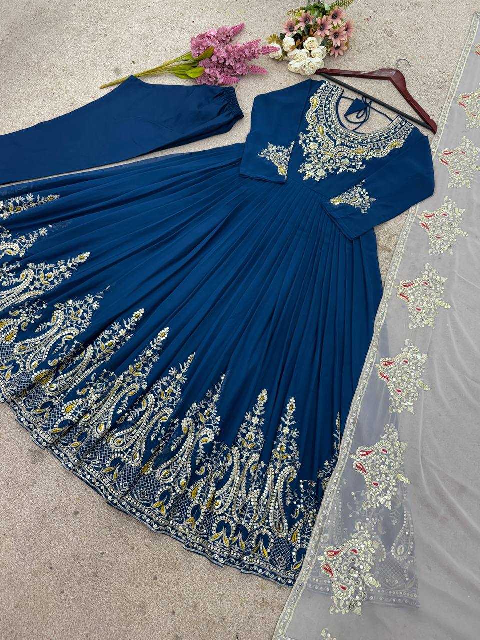 Ynf Georgette KESH499 5008 Gowns Wholesale Embroidery Gowns Party Gowns Georgette Gown Manufacturer