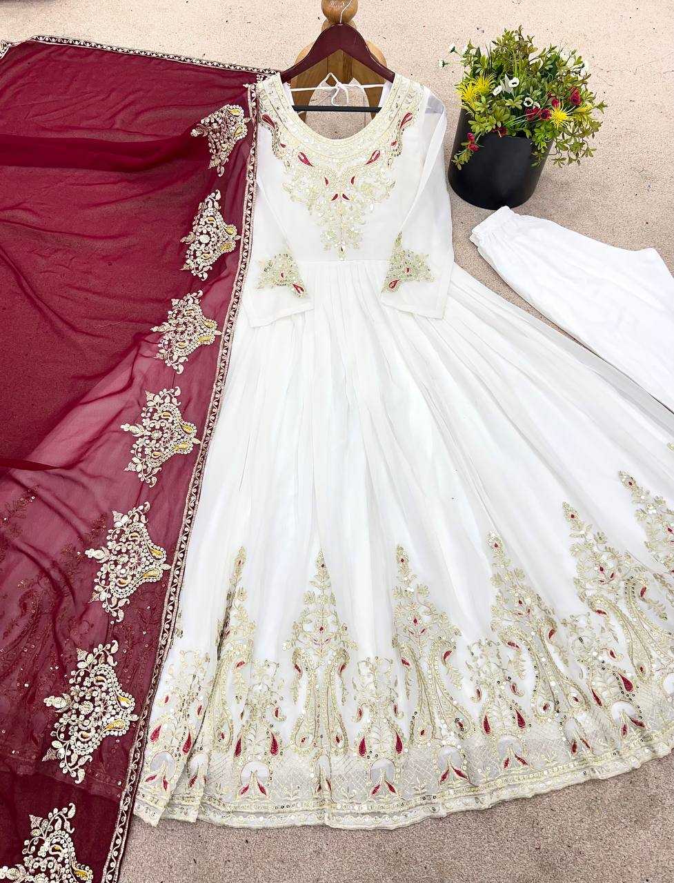Ynf Georgette KESH499 5008 Gowns Wholesale Embroidery Gowns Party Gowns Georgette Gown Manufacturer