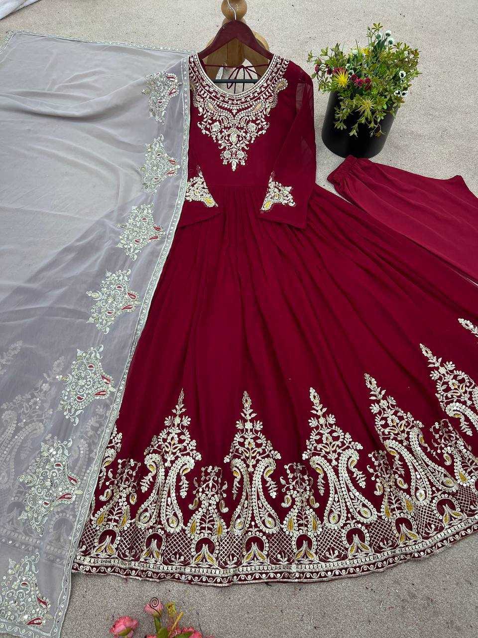 Ynf Georgette KESH499 5008 Gowns Wholesale Embroidery Gowns Party Gowns Georgette Gown Manufacturer