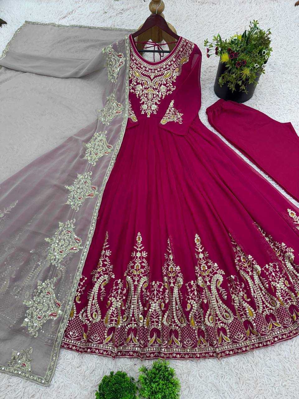 Ynf Georgette KESH499 5008 Gowns Wholesale Embroidery Gowns Party Gowns Georgette Gown Manufacturer