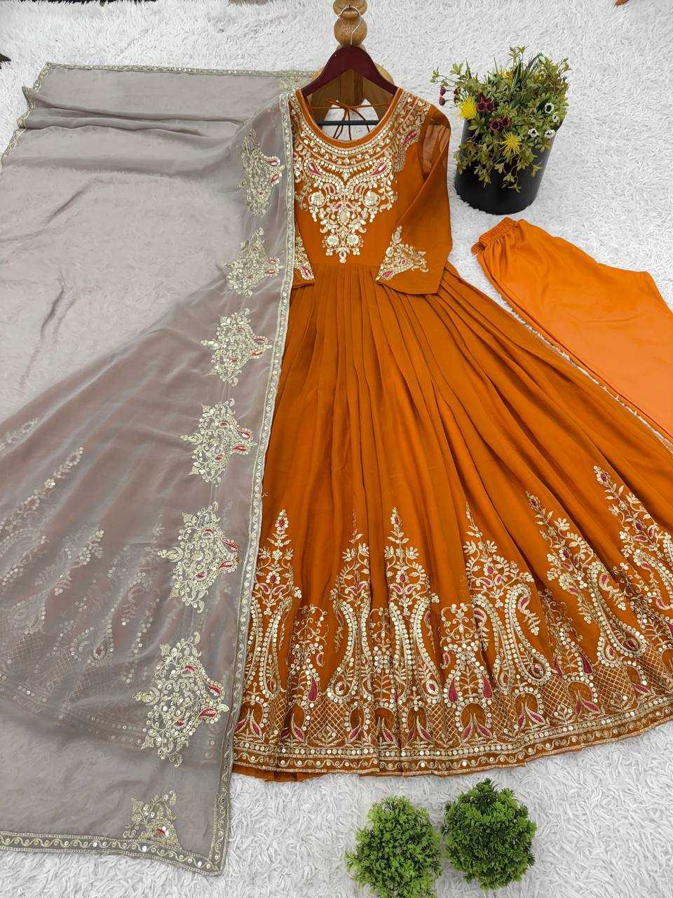 Ynf Georgette KESH499 5008 Gowns Wholesale Embroidery Gowns Party Gowns Georgette Gown Manufacturer