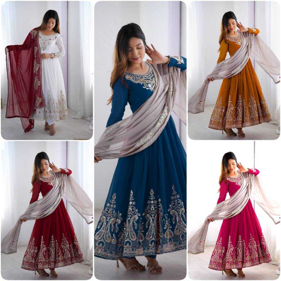 Ynf Georgette KESH499 5008 Gowns Wholesale Embroidery Gowns Party Gowns Georgette Gown Manufacturer