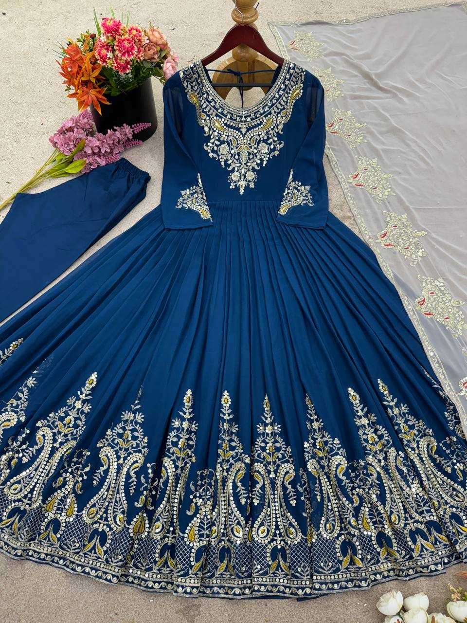 Ynf Georgette KESH499 5008 Gowns Wholesale Embroidery Gowns Party Gowns Georgette Gown Manufacturer