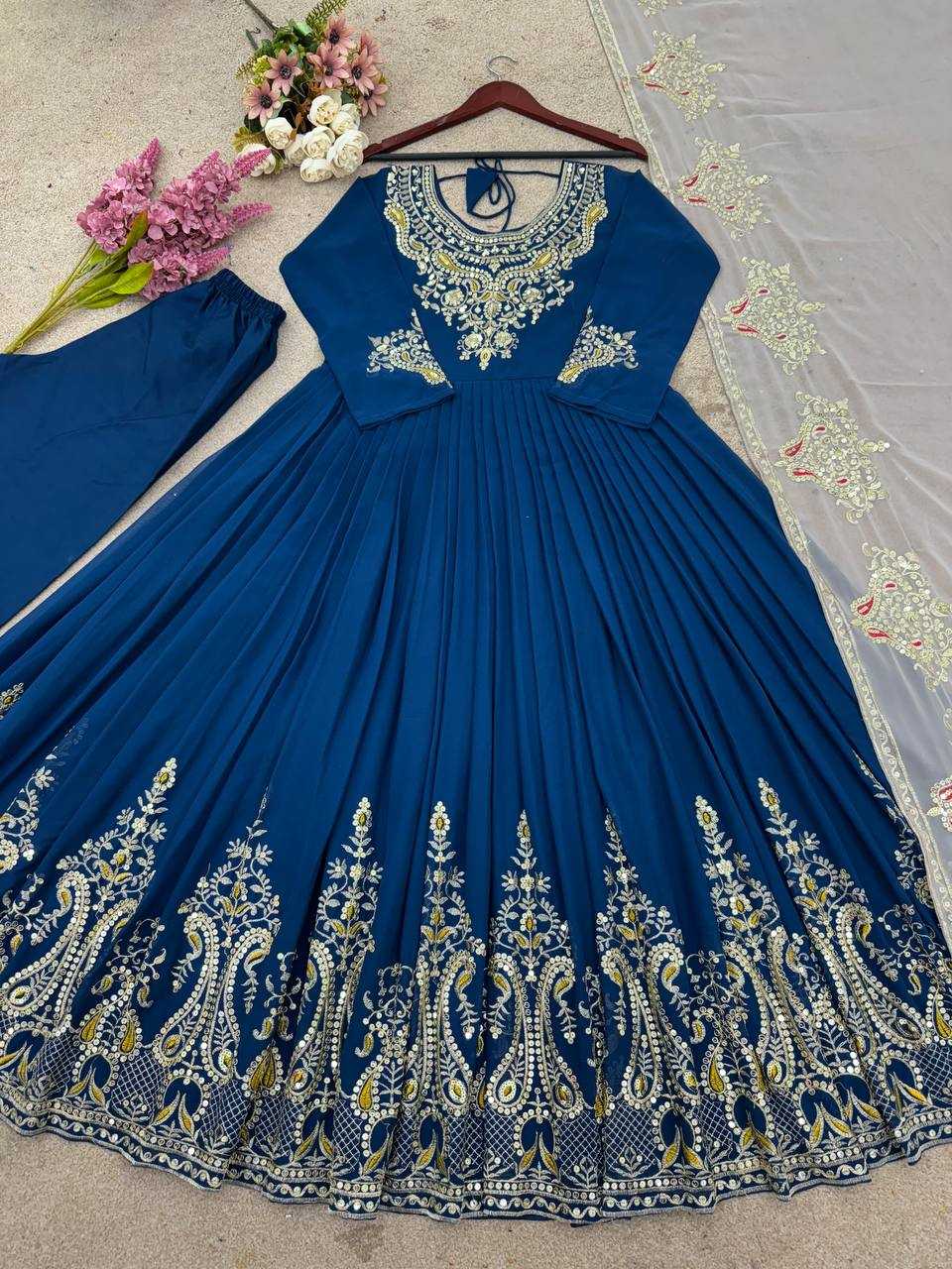 Ynf Georgette KESH499 5008 Gowns Wholesale Embroidery Gowns Party Gowns Georgette Gown Manufacturer
