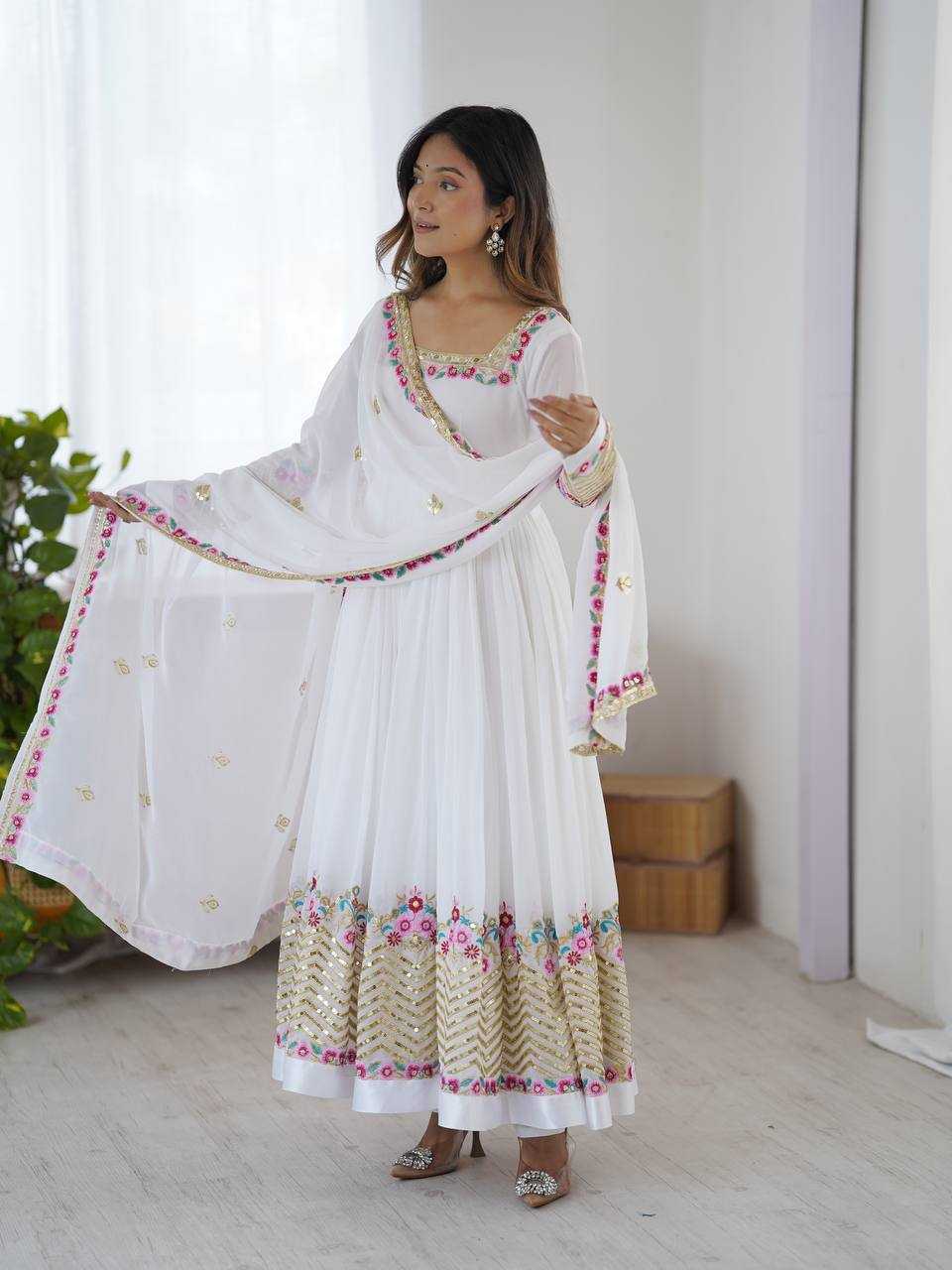 Ynf Georgette KESH499 5010 Gowns Wholesale Embroidery Gowns Anarkali Gown Gown With Dupatta Manufacturer