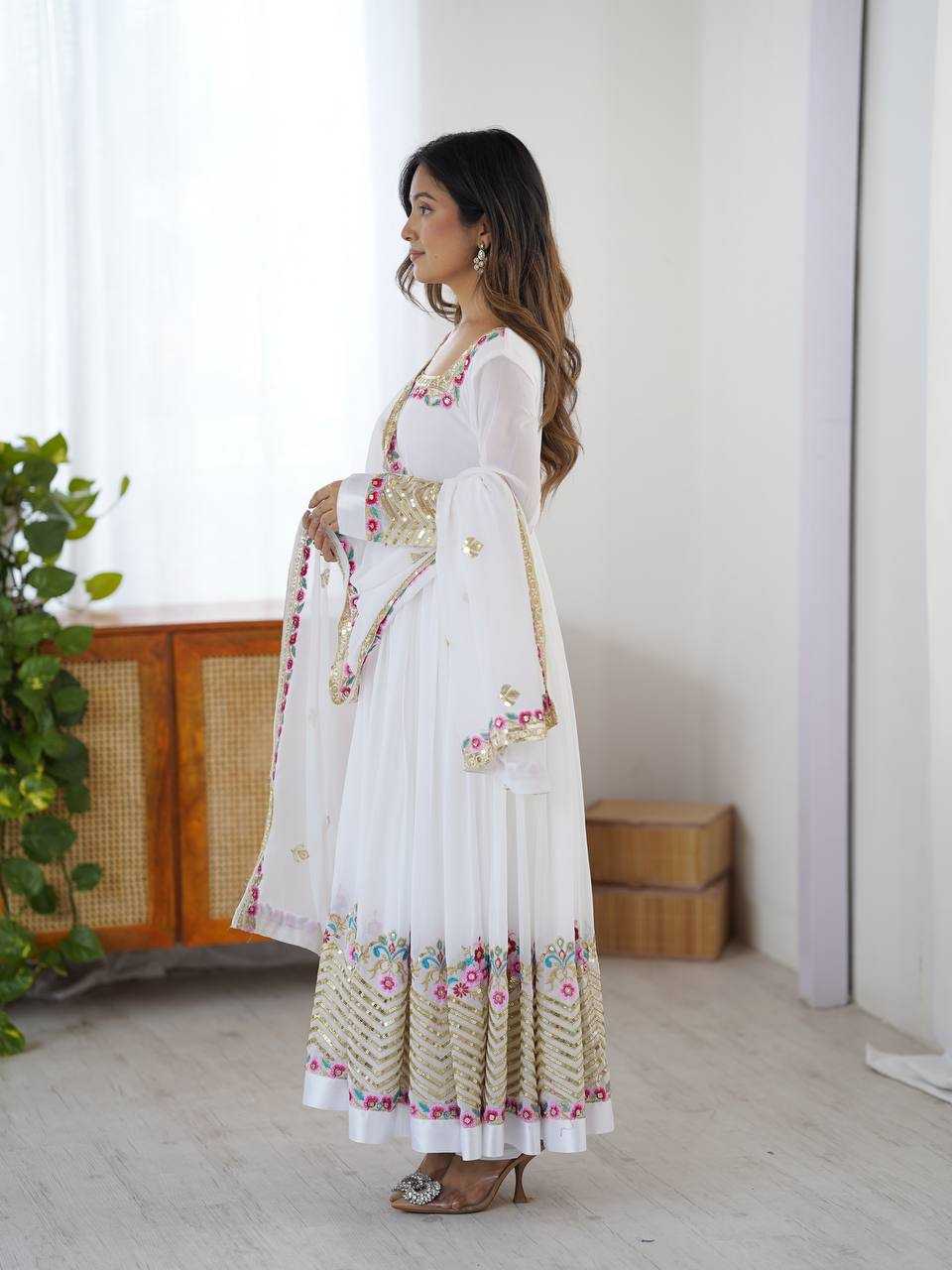 Ynf Georgette KESH499 5010 Gowns Wholesale Embroidery Gowns Anarkali Gown Gown With Dupatta Manufacturer