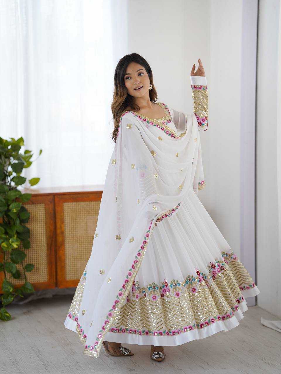 Ynf Georgette KESH499 5010 Gowns Wholesale Embroidery Gowns Anarkali Gown Gown With Dupatta Manufacturer