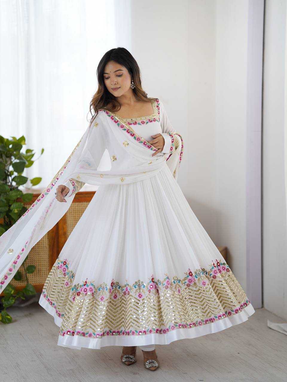 Ynf Georgette KESH499 5010 Gowns Wholesale Embroidery Gowns Anarkali Gown Gown With Dupatta Manufacturer