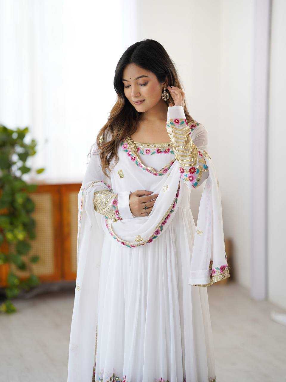 Ynf Georgette KESH499 5010 Gowns Wholesale Embroidery Gowns Anarkali Gown Gown With Dupatta Manufacturer