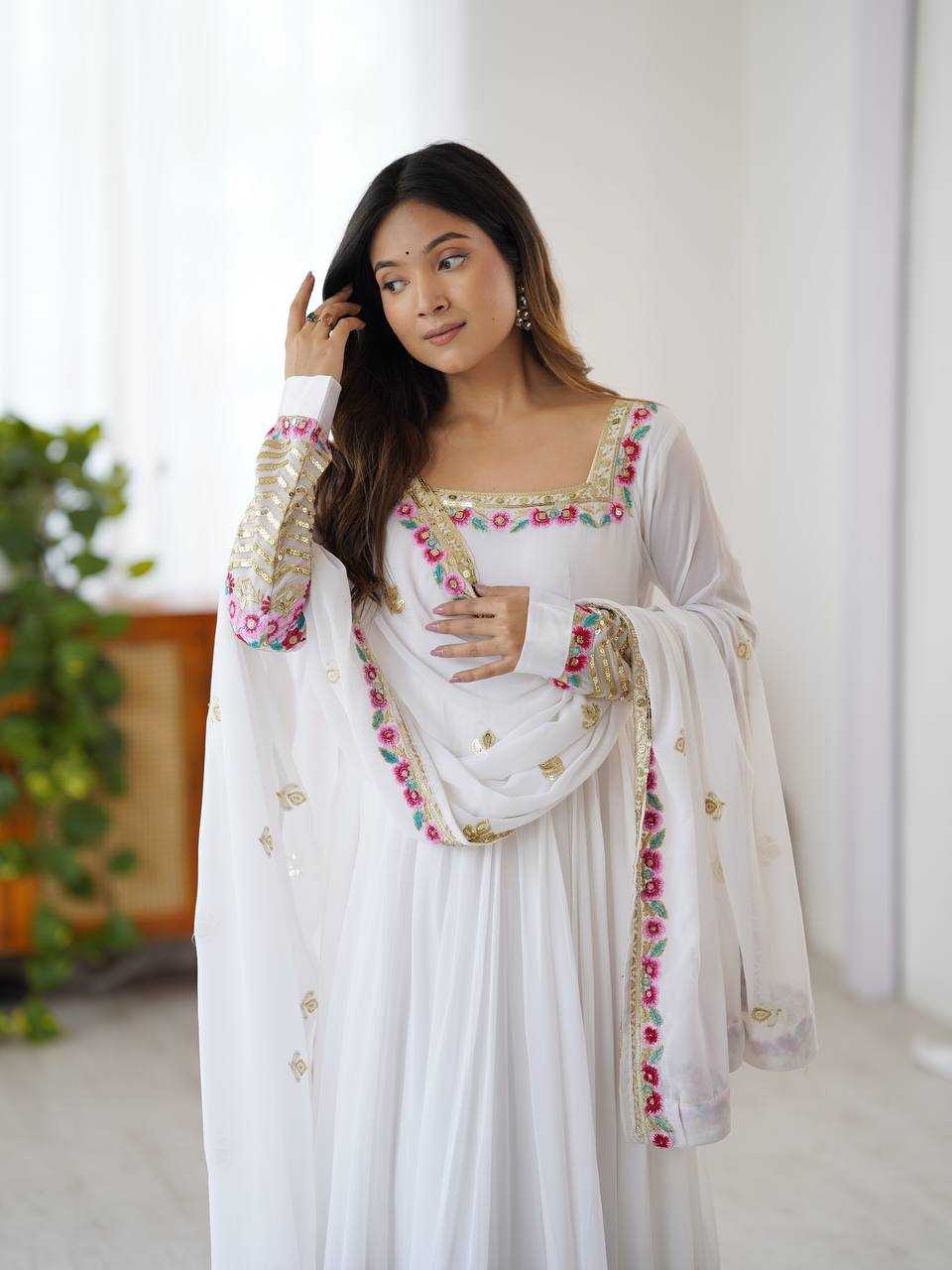 Ynf Georgette KESH499 5010 Gowns Wholesale Embroidery Gowns Anarkali Gown Gown With Dupatta Manufacturer