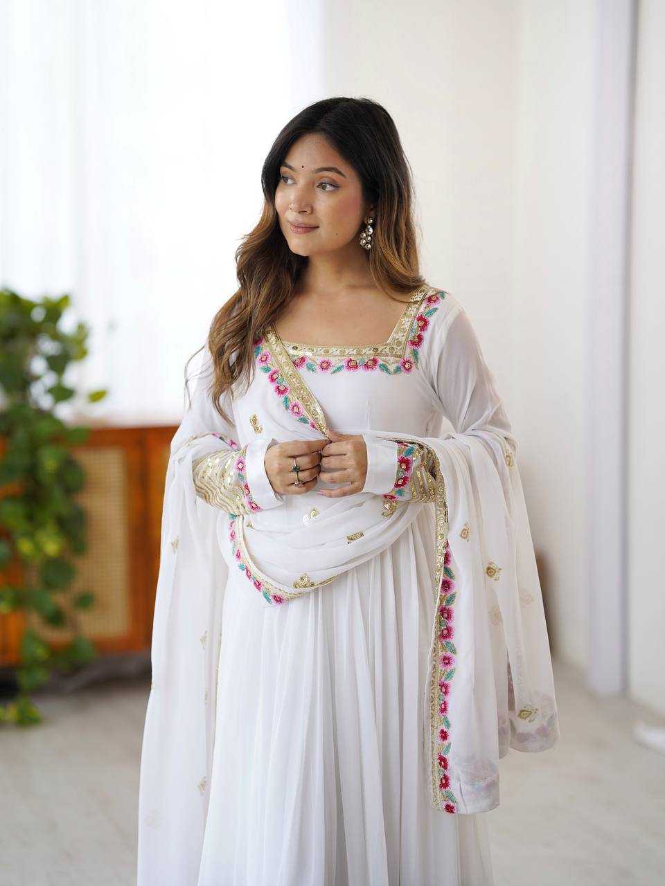 Ynf Georgette KESH499 5010 Gowns Wholesale Embroidery Gowns Anarkali Gown Gown With Dupatta Manufacturer