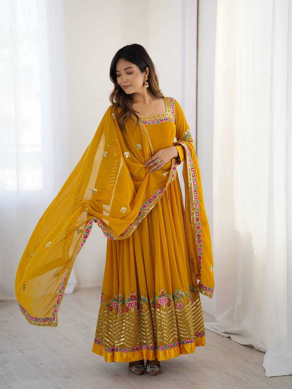 Ynf Georgette KESH499 5010 Gowns Wholesale Embroidery Gowns Long Gowns Georgette Gown Manufacturer