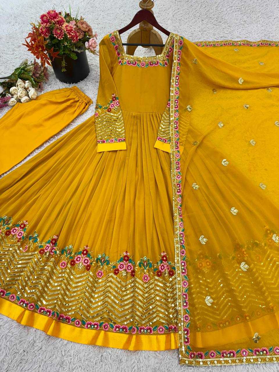 Ynf Georgette KESH499 5010 Gowns Wholesale Embroidery Gowns Long Gowns Georgette Gown Manufacturer