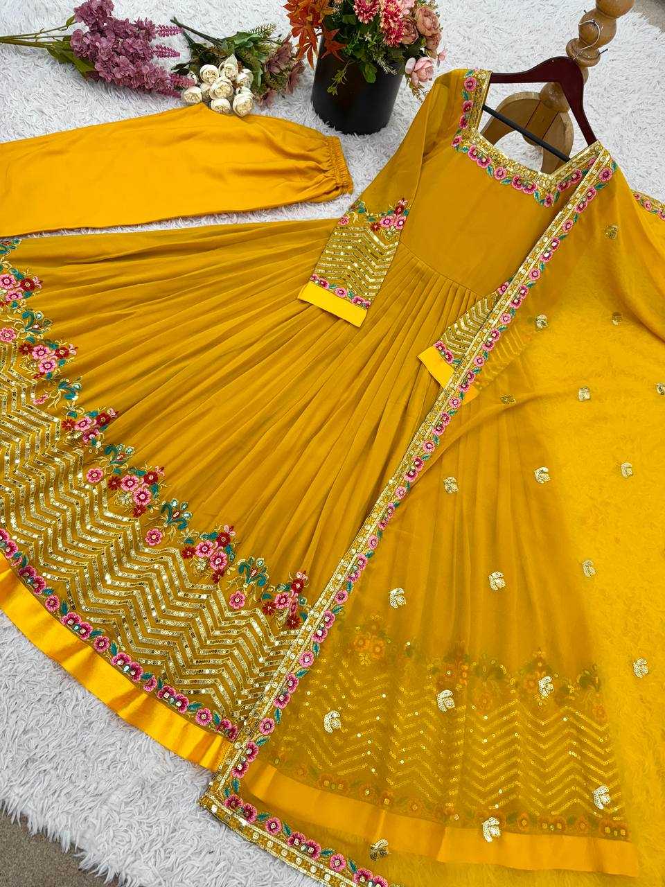 Ynf Georgette KESH499 5010 Gowns Wholesale Embroidery Gowns Long Gowns Georgette Gown Manufacturer