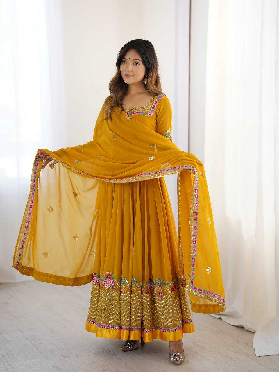 Ynf Georgette KESH499 5010 Gowns Wholesale Embroidery Gowns Long Gowns Georgette Gown Manufacturer