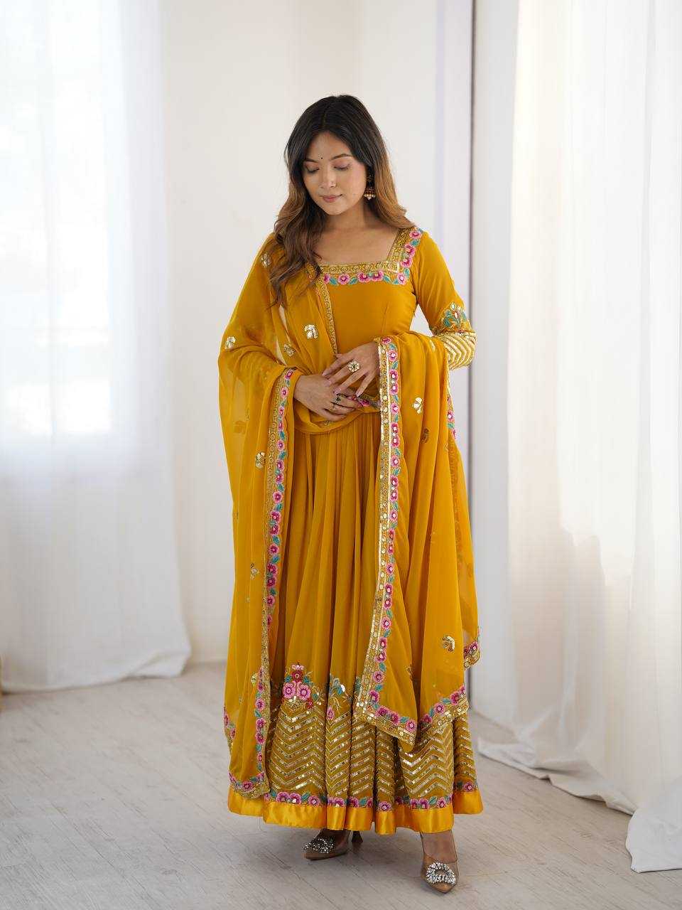 Ynf Georgette KESH499 5010 Gowns Wholesale Embroidery Gowns Long Gowns Georgette Gown Manufacturer