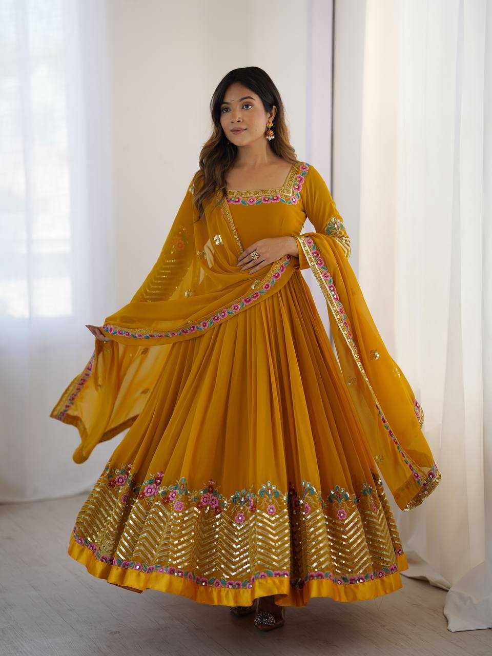 Ynf Georgette KESH499 5010 Gowns Wholesale Embroidery Gowns Long Gowns Georgette Gown Manufacturer