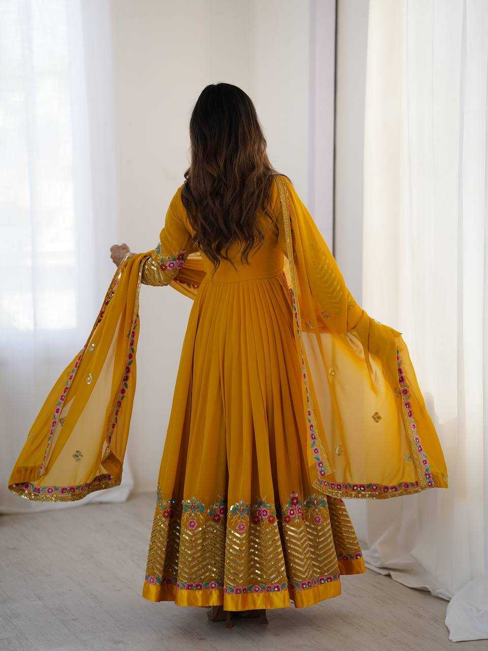 Ynf Georgette KESH499 5010 Gowns Wholesale Embroidery Gowns Long Gowns Georgette Gown Manufacturer