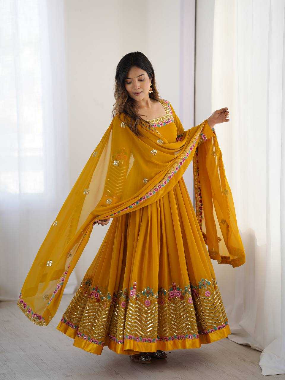 Ynf Georgette KESH499 5010 Gowns Wholesale Embroidery Gowns Long Gowns Georgette Gown Manufacturer