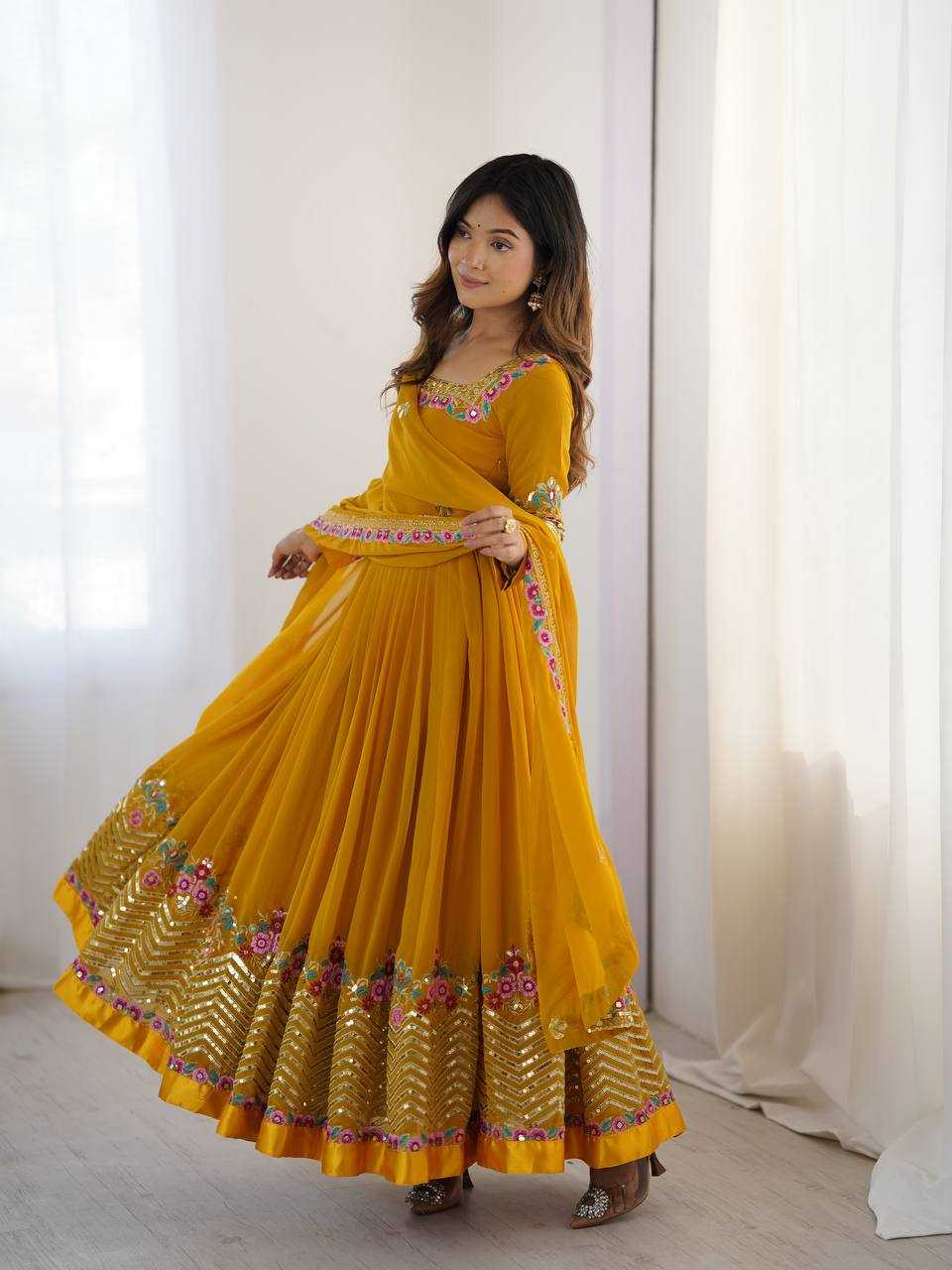 Ynf Georgette KESH499 5010 Gowns Wholesale Embroidery Gowns Long Gowns Georgette Gown Manufacturer