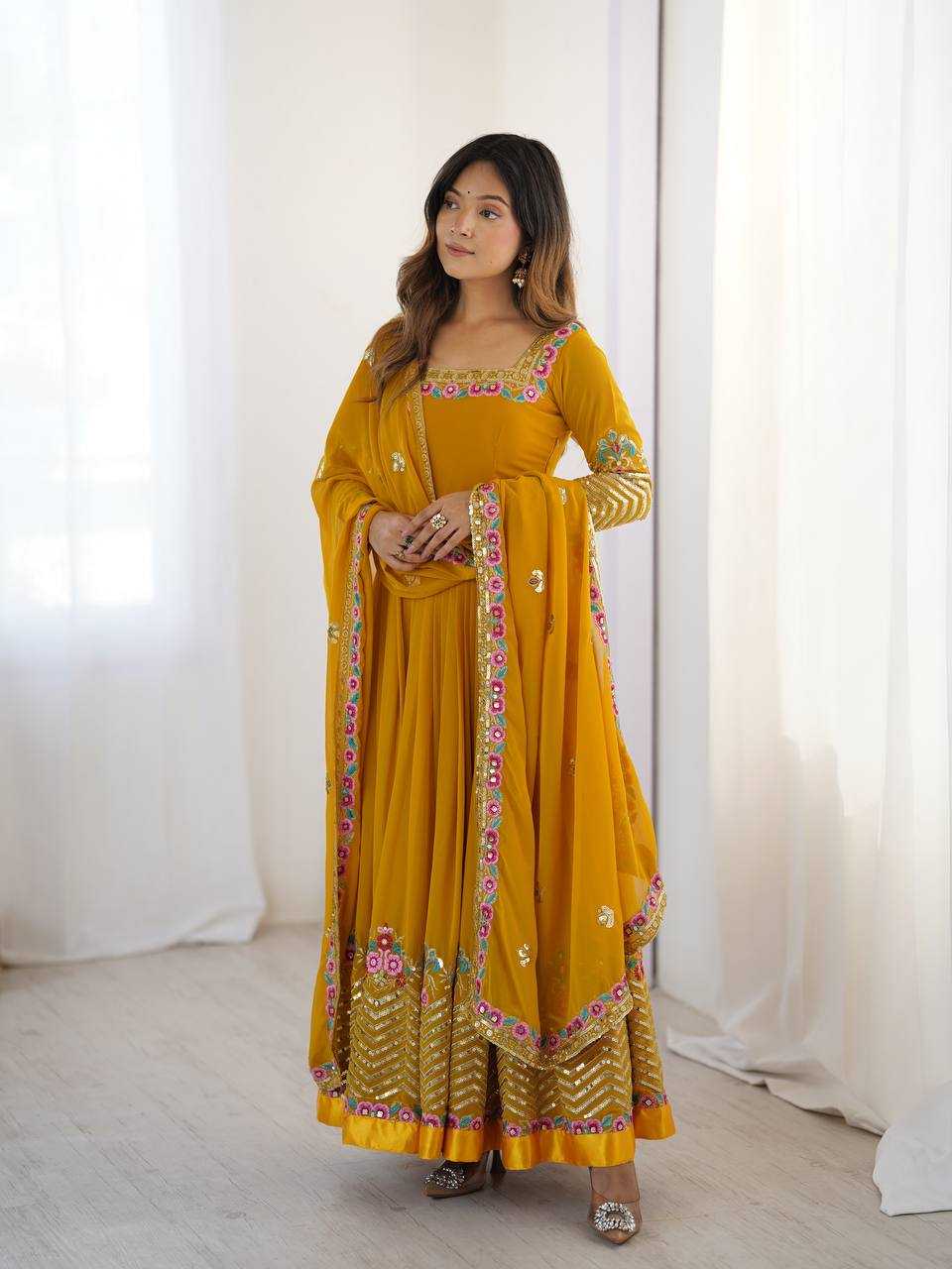 Ynf Georgette KESH499 5010 Gowns Wholesale Embroidery Gowns Long Gowns Georgette Gown Manufacturer