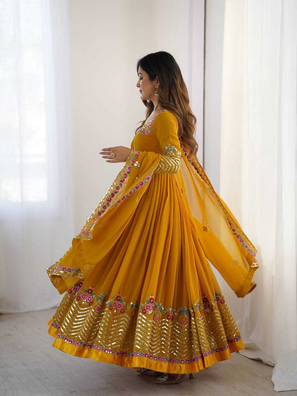 Ynf Georgette KESH499 5010 Gowns Wholesale Embroidery Gowns Long Gowns Georgette Gown Manufacturer