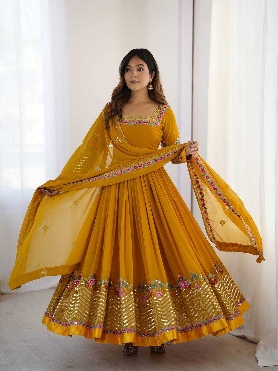 Ynf Georgette KESH499 5010 Gowns Wholesale Embroidery Gowns Long Gowns Georgette Gown Manufacturer