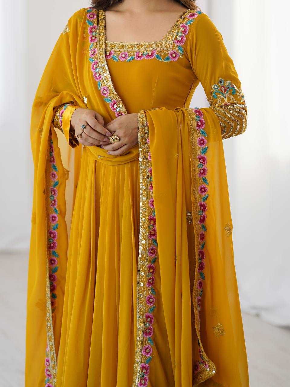Ynf Georgette KESH499 5010 Gowns Wholesale Embroidery Gowns Long Gowns Georgette Gown Manufacturer