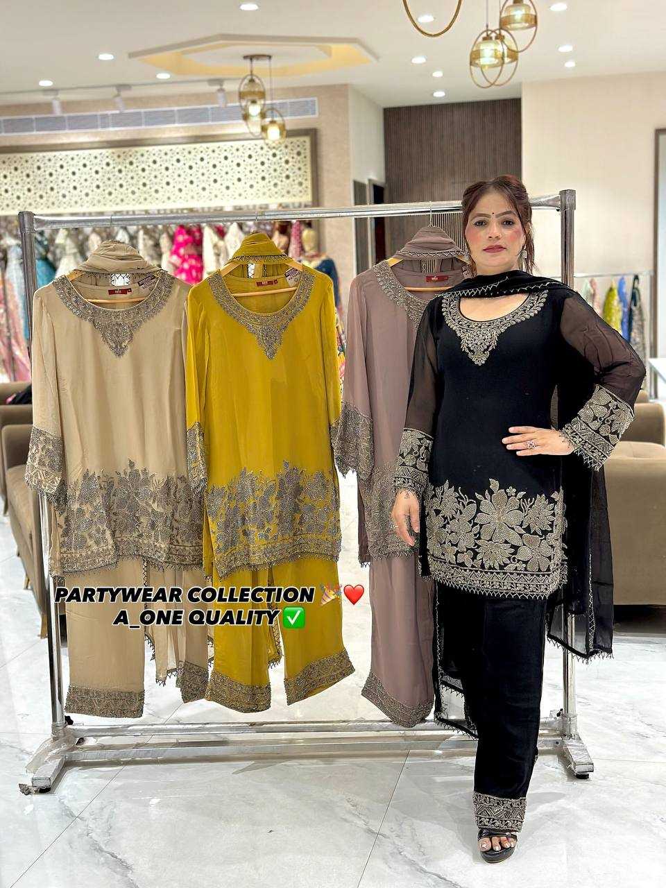 Ynf Georgette KESH499 519 Suits & Dresses Wholesale Embroidery Suits Georgette Suit Black Salwar Suit Manufacturer