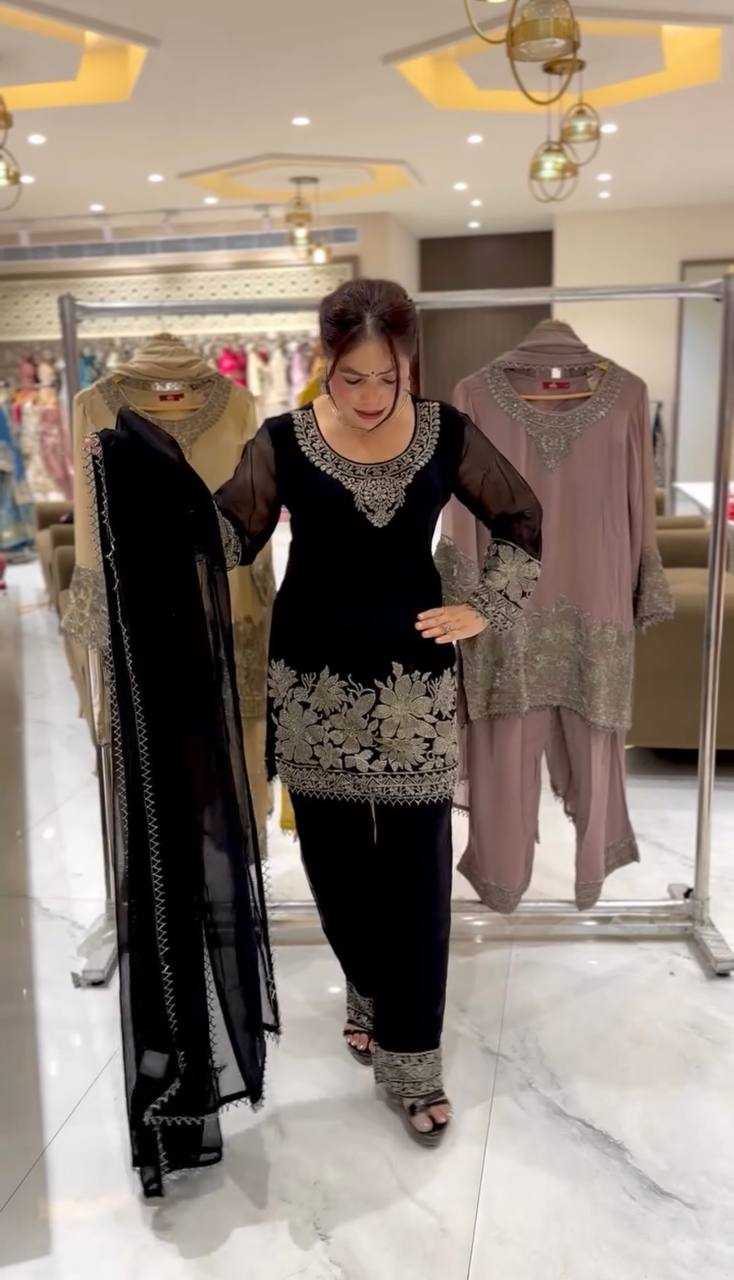 Ynf Georgette KESH499 519 Suits & Dresses Wholesale Embroidery Suits Georgette Suit Black Salwar Suit Manufacturer