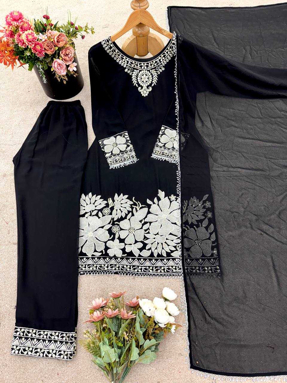 Ynf Georgette KESH499 519 Suits & Dresses Wholesale Embroidery Suits Georgette Suit Black Salwar Suit Manufacturer