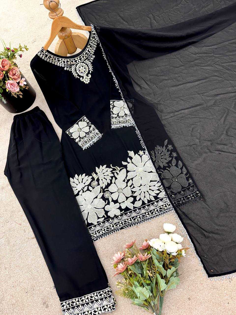 Ynf Georgette KESH499 519 Suits & Dresses Wholesale Embroidery Suits Georgette Suit Black Salwar Suit Manufacturer