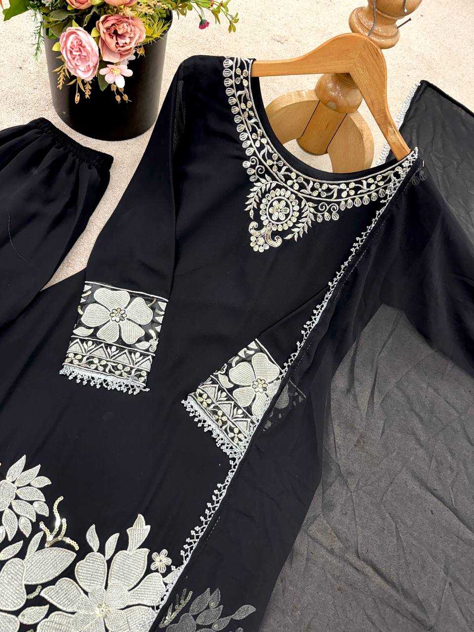 Ynf Georgette KESH499 519 Suits & Dresses Wholesale Embroidery Suits Georgette Suit Black Salwar Suit Manufacturer