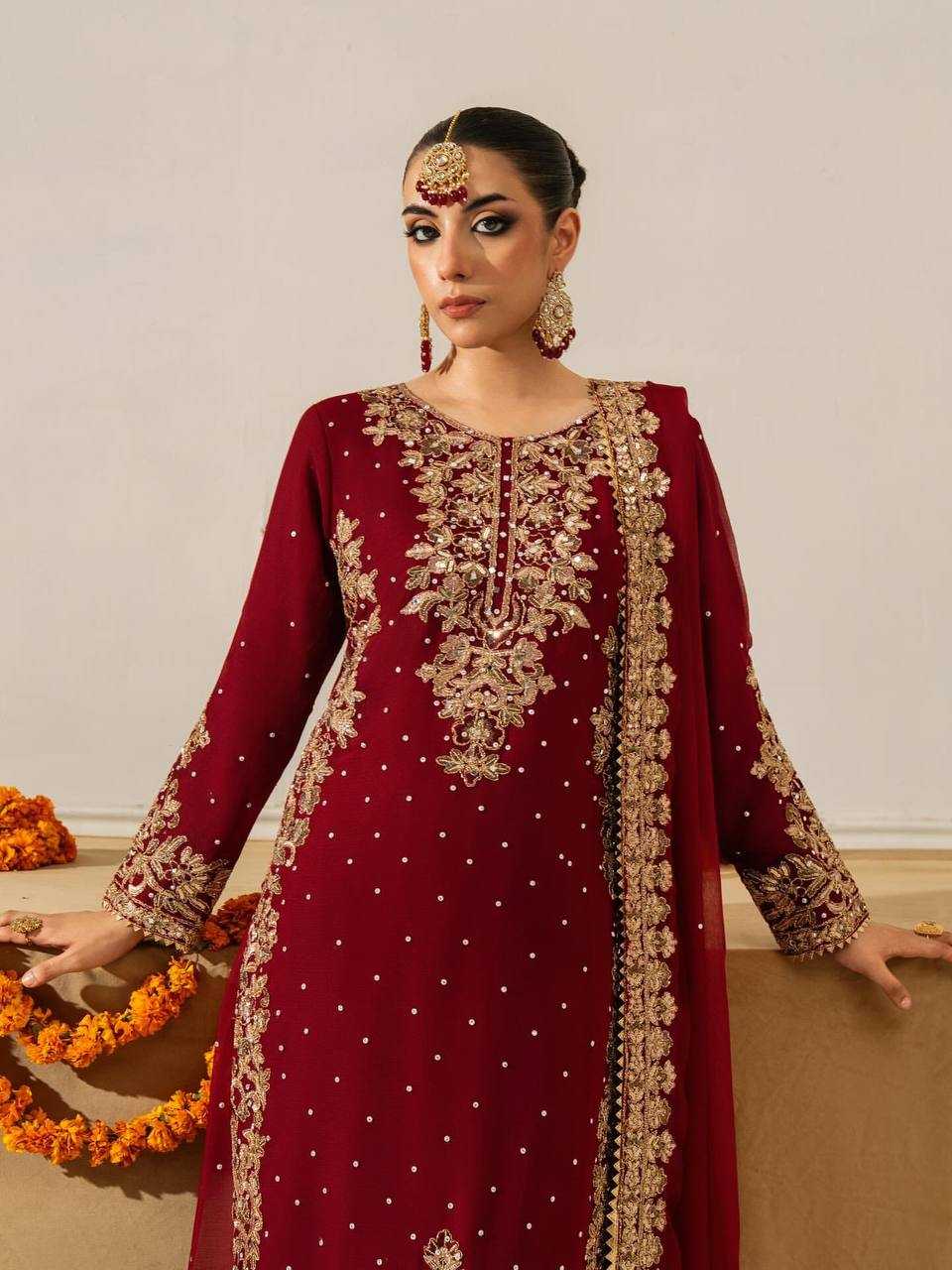 Ynf Georgette KESH499 522 Suits & Dresses Wholesale Embroidery Suits Ethnic Dresses Manufacturer