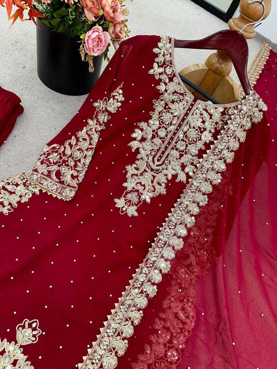 Ynf Georgette KESH499 522 Suits & Dresses Wholesale Embroidery Suits Ethnic Dresses Manufacturer