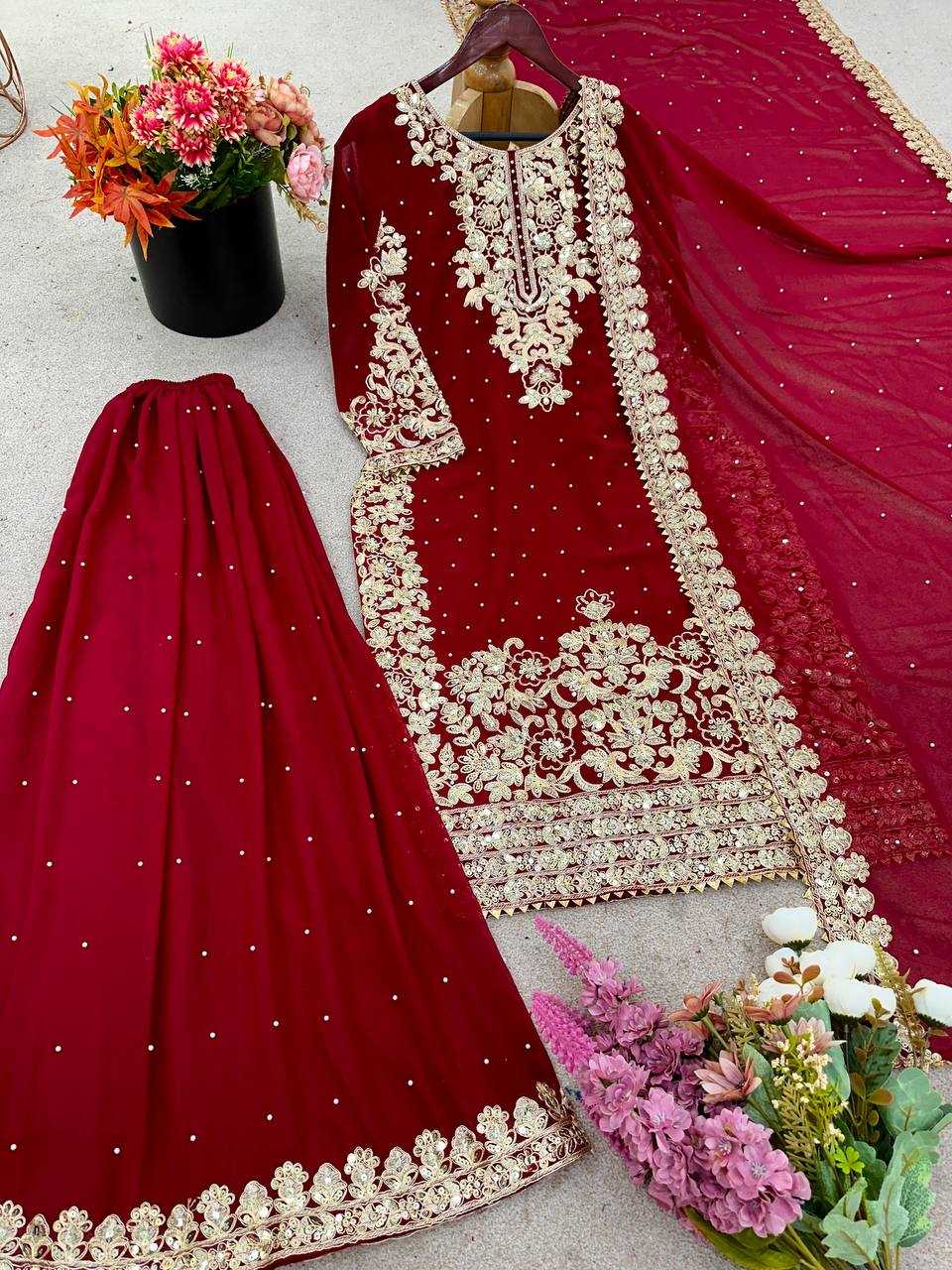 Ynf Georgette KESH499 522 Suits & Dresses Wholesale Embroidery Suits Ethnic Dresses Manufacturer