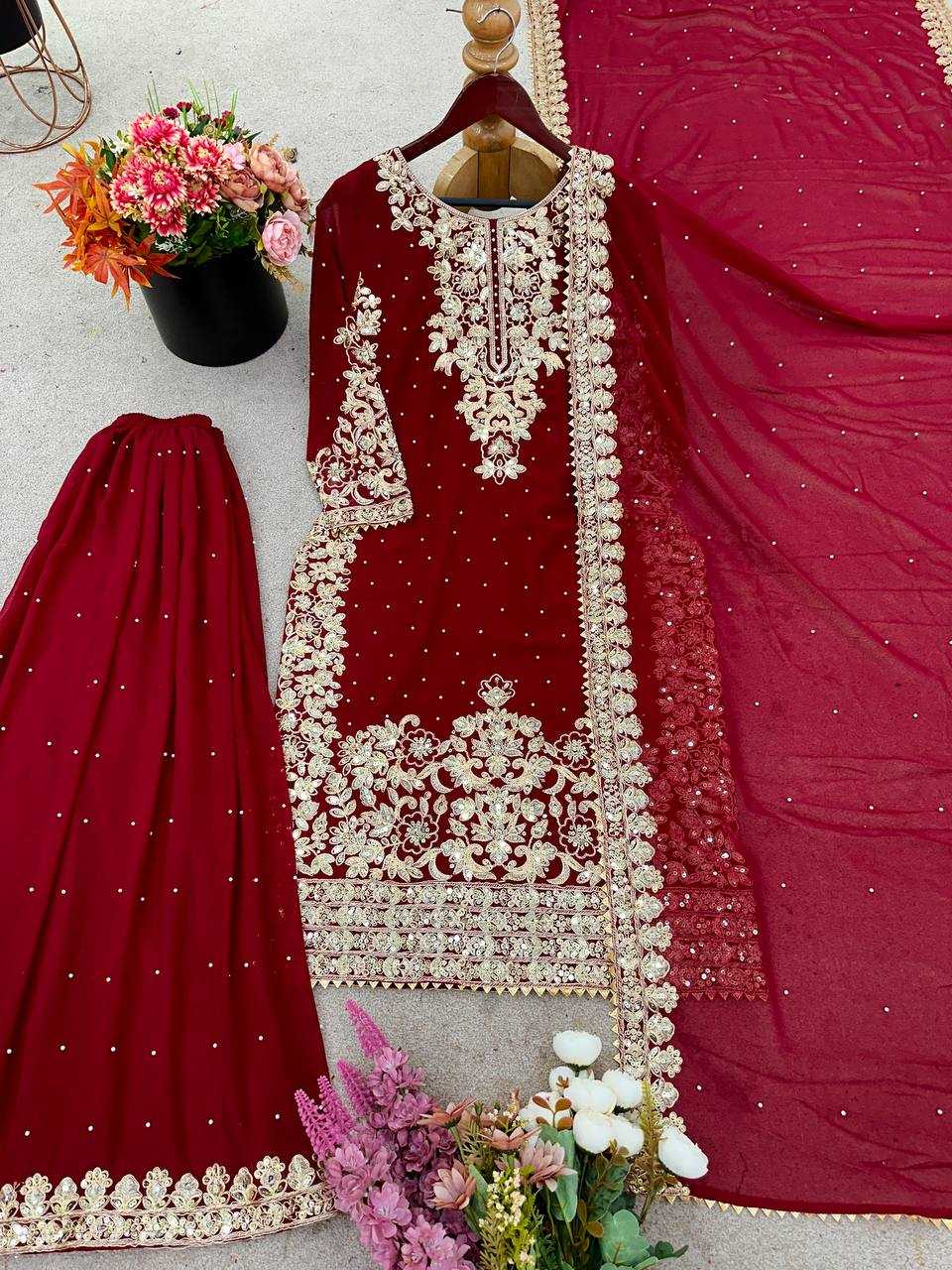 Ynf Georgette KESH499 522 Suits & Dresses Wholesale Embroidery Suits Ethnic Dresses Manufacturer
