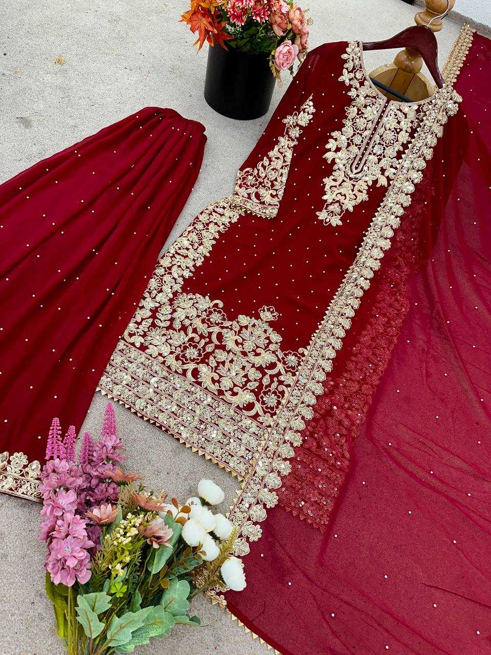 Ynf Georgette KESH499 522 Suits & Dresses Wholesale Embroidery Suits Ethnic Dresses Manufacturer