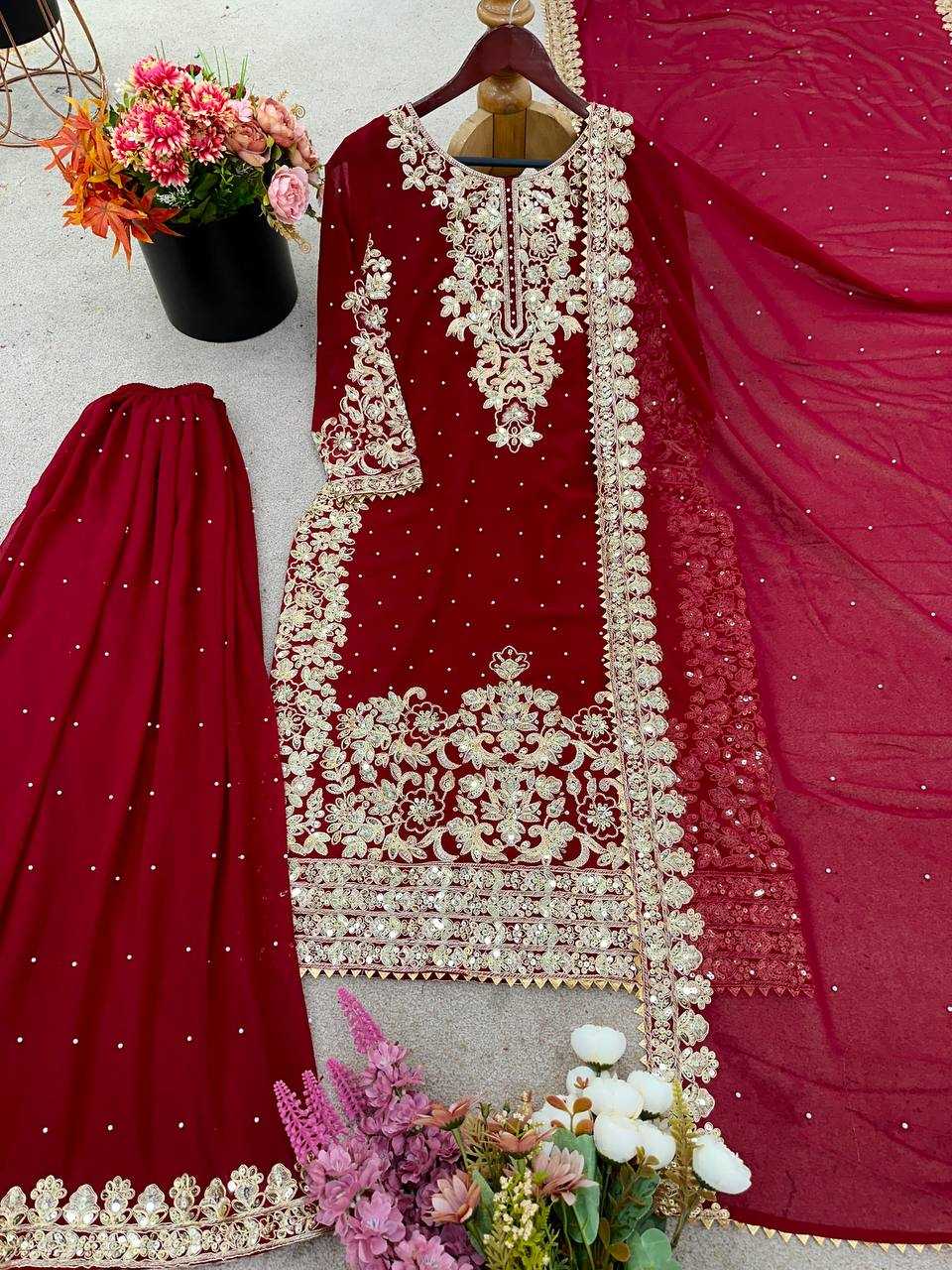Ynf Georgette KESH499 522 Suits & Dresses Wholesale Embroidery Suits Ethnic Dresses Manufacturer